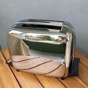 Vintage Chrome Toaster with Black Accents -For Decoration/Display